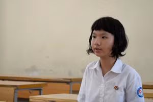 Vũ Khánh Chi, học sinh lớp 9A3 Trường THCS Ngọc Lâm. Ảnh Duy Đạt.