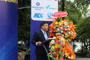 Ông Lê Thiên Huy – tân Hiệu trưởng Trường Cao đẳng nghề Hoa Sen phát biểu.