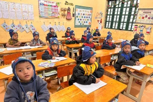 Học sinh Trường PTDTBT Tiểu học Bản Khoang (tỉnh Lào Cai). Ảnh NTCC.