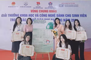 Nhóm sinh viên học viện Ngân hàng đạt giải Nhì Giải thưởng khoa học công nghệ dành cho giảng viên trẻ và sinh viên trong các Cơ sở giáo dục Đại học năm 2024. 
