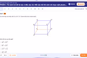 Giao diện thi thử tốt nghiệp THPT trên nền tảng OLM.