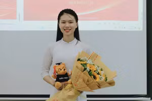 Đinh Thị Kiều Trinh trở thành thủ khoa đầu ra ngành Công nghệ kỹ thuật khuôn mẫu, Trường ĐH Công nghiệp Hà Nội năm 2024. Ảnh NVCC.