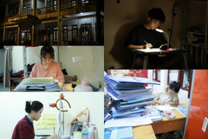 Học sinh nội trú vẫn miệt mài ôn luyện. Ảnh Duy Đạt.