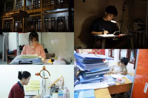 Học sinh nội trú vẫn miệt mài ôn luyện. Ảnh Duy Đạt.