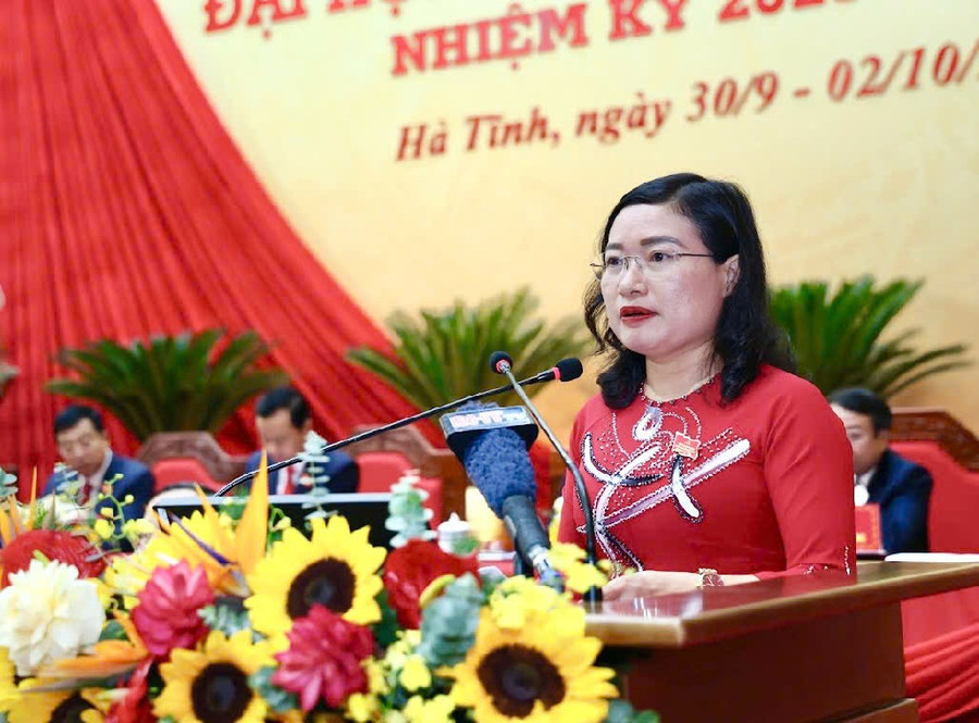 Giám đốc Sở GD&ĐT Nguyễn Thị Nguyệt phát biểu tại phiên trù bị Đại hội Đại biểu Đảng bộ Hà Tĩnh khóa XX, nhiệm kỳ 2025-2030. z7073318852098-2083bdb68c67b6efb16eb6f4a0705bb5.jpg