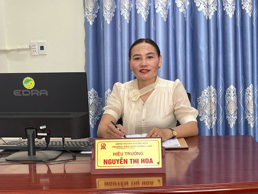Bà Nguyễn Thị Hoa - Hiệu trưởng Trường Mầm non Hương Lâm (xã Hương Xuân, Hà Tĩnh). z6901810537237-9b3ee3077a8e42a96baafbecacf051be.jpg
