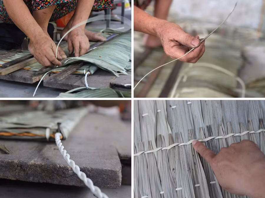 Nghề chằm áo tơi tại thôn Yên Lạc (xã Xuân Lộc, Hà Tĩnh).