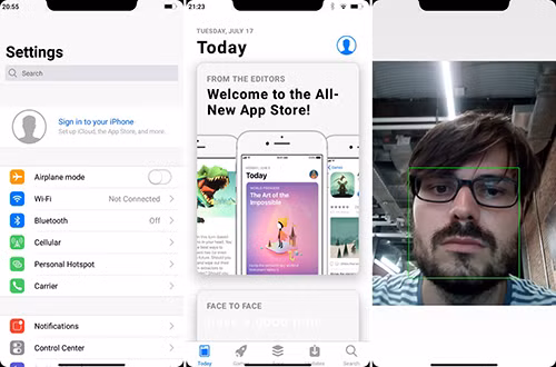 Giao diện phần mềm trên iPhone X nhái.