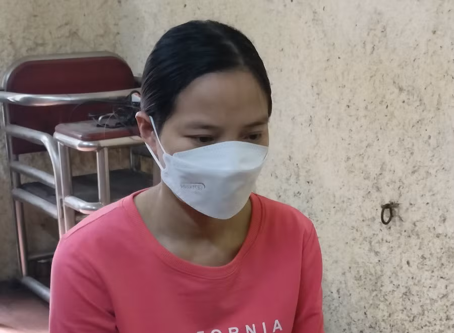 Nguyễn Thị Giang tại cơ quan công an.