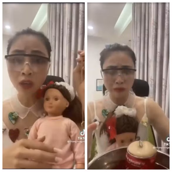 Ảnh chụp màn hình video "xin vía học giỏi búp bê ma" của Thơ Nguyễn bị nhiều phụ huynh phản ứng gay gắt