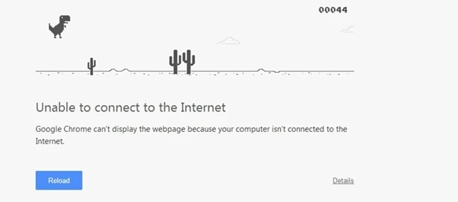 Nhấn phím Spacebar hoặc mũi tên lên để điều khiển chú khủng long nhảy tránh các cây xương rồng.