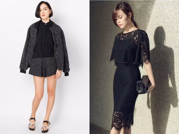 Đồ tối màu rất dễ cộng thêm cho chị em vài ba tuổi; đặc biệt là khi in họa tiết rối rắm 