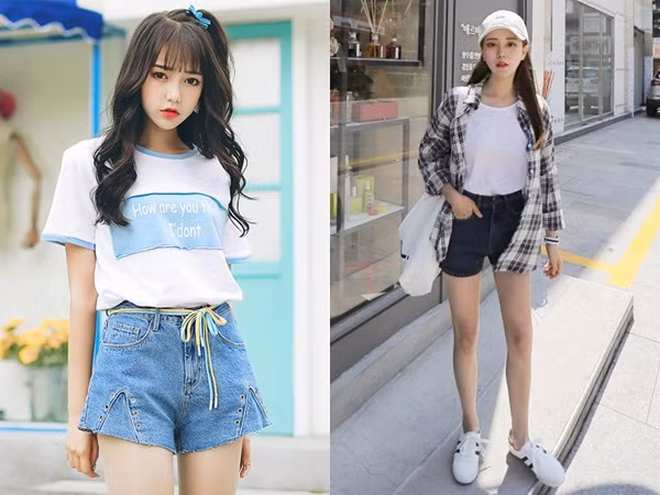 Vẻ ngoài của chị em có thể trẻ ra cả vài tuổi nếu diện lên mình cặp bài trùng quần shorts và áo phông
