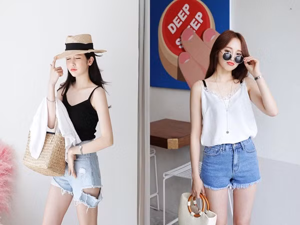 Combo quần shorts và áo hai dây chắc chắn là 