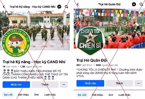 Nhiều fanpage giới thiệu Trại hè Công an nhân dân, Quân đội nhân dân có dấu hiệu lừa đảo.