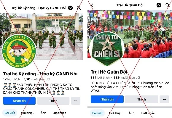 Nhiều fanpage giới thiệu Trại hè Công an nhân dân, Quân đội nhân dân có dấu hiệu lừa đảo.