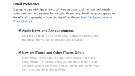Lựa chọn thêm các thông báo từ Apple hoặc các chương trình khuyến mãi trên iTunes