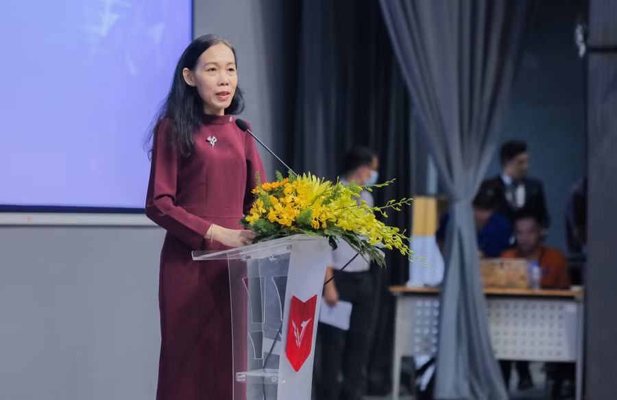 PGS.TS Trần Thị Mỹ Diệu - Hiệu trưởng VLU phát biểu tại sự kiện.