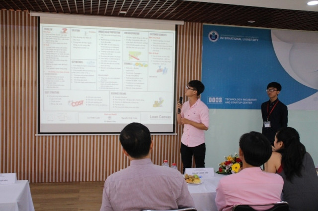 Nhóm BESTs trình bày ý tưởng xây dựng sàn giao dịch điện tử riêng về mảng cho thuê tại cuộc thi