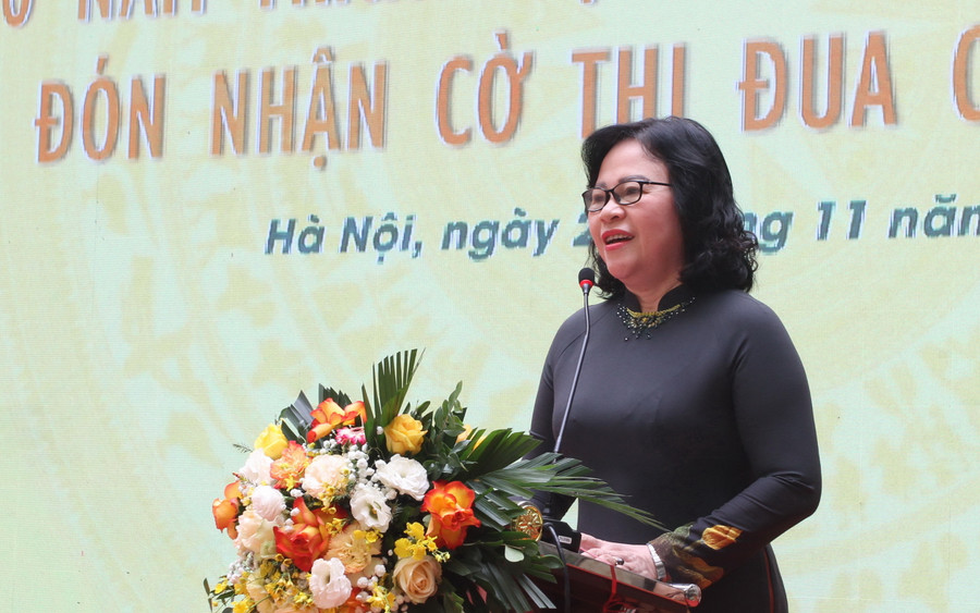 Thứ trưởng Ngô Thị Minh phát biểu tại buổi lễ. Thứ trưởng Ngô Thị Minh phát biểu tại buổi lễ.