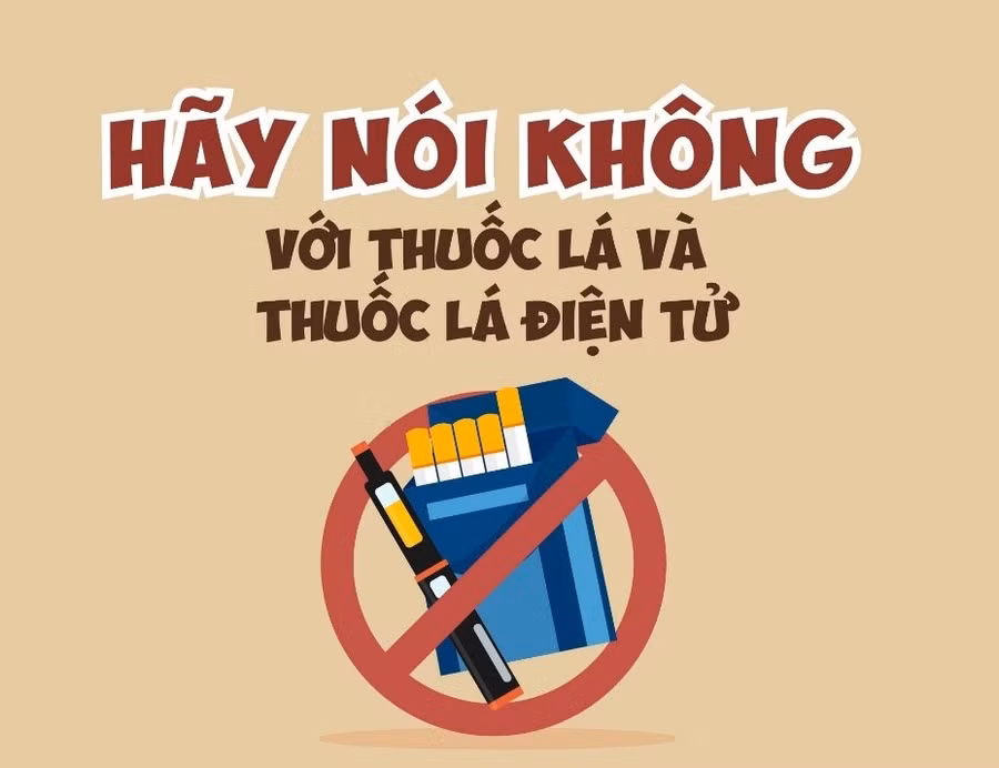 Poster tuyên truyền phòng chống thuốc lá và thuốc lá điện tử.