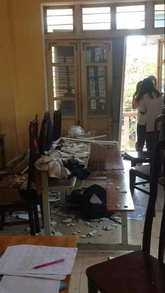 Học sinh trường Trần Nhân Tông nhập viện do bị vữa rơi vào đầu ảnh 2 Học sinh trường Trần Nhân Tông nhập viện do bị vữa rơi vào đầu ảnh 2