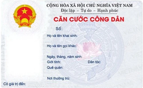 Mặt trước thẻ Căn cước công dân.