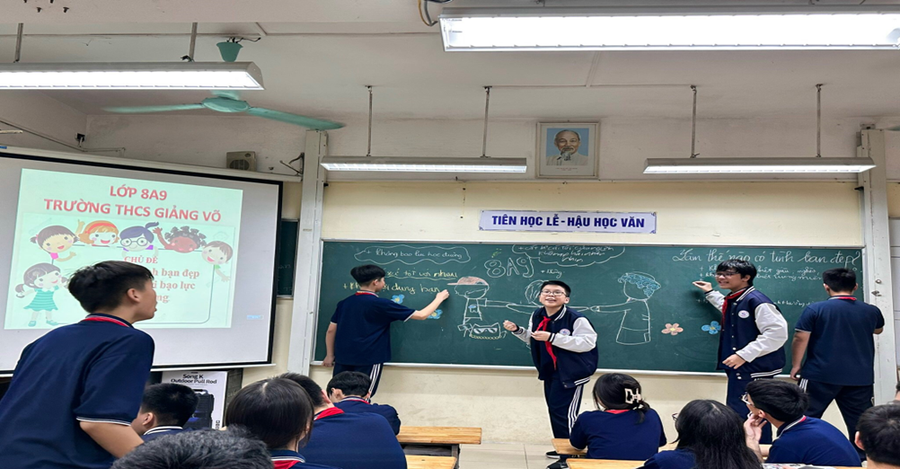 Học sinh Trường THCS Giảng Võ hào hứng bày tỏ ý kiến xây dựng tình bạn đẹp. Học sinh Trường THCS Giảng Võ hào hứng bày tỏ ý kiến xây dựng tình bạn đẹp.