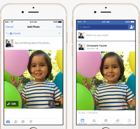 Facebook cho phép chia sẻ trực tiếp ảnh Live Photos chụp bằng iPhone 6S