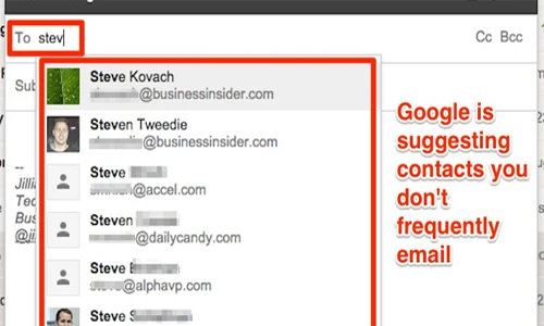 Gmail gợi ý những địa chỉ mà người dùng rất ít liên lạc.
