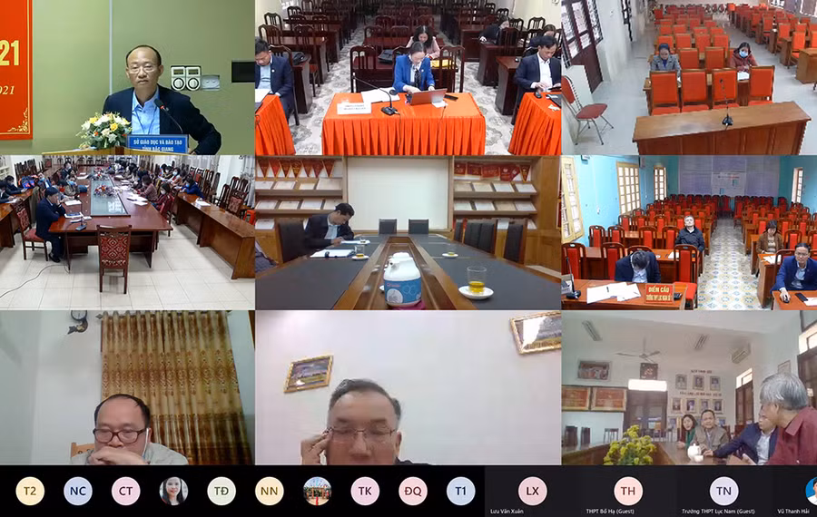 Ông Trần Tuấn Nam – Tỉnh ủy viên, Giám đốc Sở GD&amp;ĐT (trên cùng, bên trái) phát biểu kết luận Hội nghị.