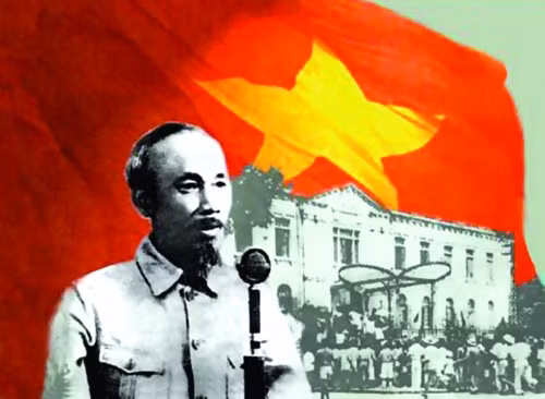 Chủ tịch Hồ Chí Minh đọc Tuyên ngôn độc lập. 