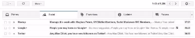Chọn các tab: Gmail có chức năng lọc hộp thư đến để các email bạn quan tâm chuyển đến hộp thư Inbox trong khi phần còn lại sẽ chuyển xuống các tab Xã hội hoặc Quảng cáo. Bạn hãy truy cập vào Settings > Inbox > Categories và bạn có thể chọn các tab bạn muốn ở trên cùng.