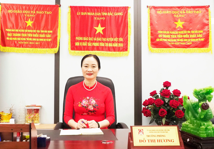 Bà Đỗ Thị Hương - Trưởng phòng GDĐT huyện Việt Yên chia sẻ với Báo GD&TĐ. Bà Đỗ Thị Hương - Trưởng phòng GDĐT huyện Việt Yên chia sẻ với Báo GD&TĐ.