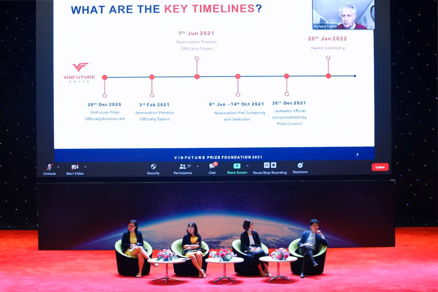 Buổi hội thảo trực tuyến cho các đối tác đề cử Giải thưởng VinFuture vào tháng 4/2021.