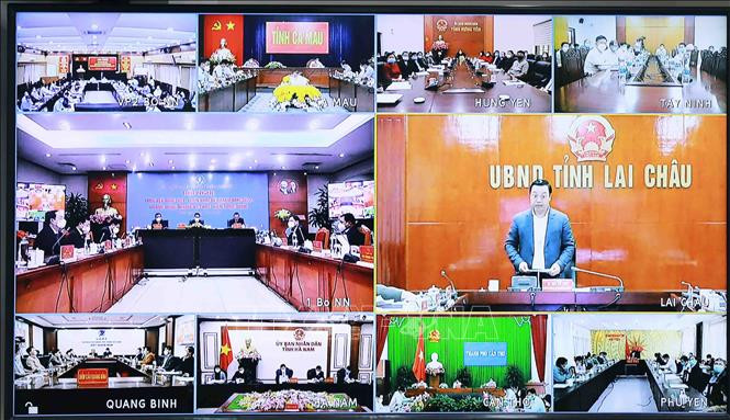 Chủ tịch UBND tỉnh Lai Châu Trần Tiến Dũng phát biểu trực tuyến tại điểm cầu địa phương. Ảnh: Vũ Sinh/TTXVN. Chủ tịch UBND tỉnh Lai Châu Trần Tiến Dũng phát biểu trực tuyến tại điểm cầu địa phương. Ảnh: Vũ Sinh/TTXVN.