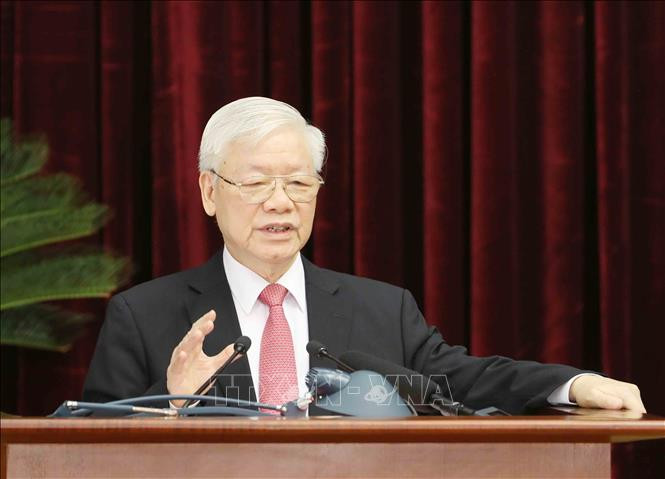 Tổng Bí thư, Chủ tịch nước Nguyễn Phú Trọng phát biểu khai mạc Hội nghị. Ảnh: Phương Hoa/TTXVN Chú thích ảnh