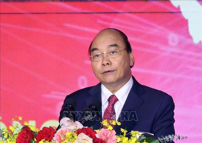 Thủ tướng Nguyễn Xuân Phúc phát biểu tại buổi lễ. Chú thích ảnh