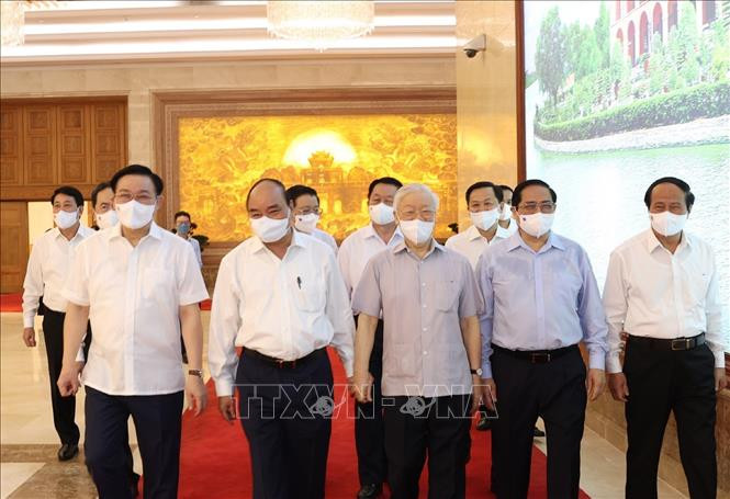 Tổng Bí thư Nguyễn Phú Trọng dự Phiên họp đầu tiên của Chính phủ nhiệm kỳ 2021- 2026 ảnh 3