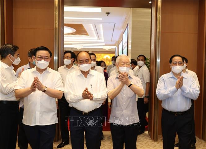 Tổng Bí thư Nguyễn Phú Trọng dự Phiên họp đầu tiên của Chính phủ nhiệm kỳ 2021- 2026 ảnh 4