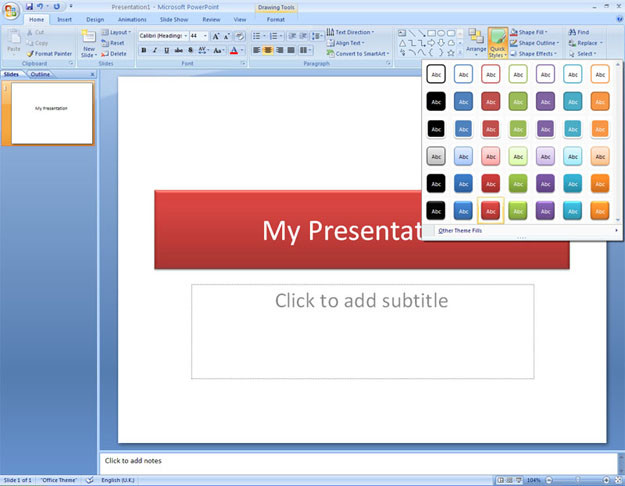 Làm quen với giao diện PowerPoint 2007