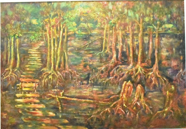 Tác phẩm Huyền thoại đước (Sơn dầu) của họa sĩ Vũ Xuân Hương Tác phẩm Huyền thoại đước (Sơn dầu) của họa sĩ Vũ Xuân Hương