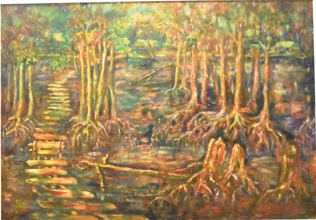 Tác phẩm Huyền thoại đước (Sơn dầu) của họa sĩ Vũ Xuân Hương