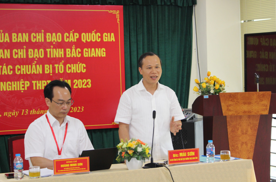 Ông Mai Sơn - Phó Chủ tịch Thường trực UBND tỉnh Bắc Giang phát biểu tại buổi làm việc.