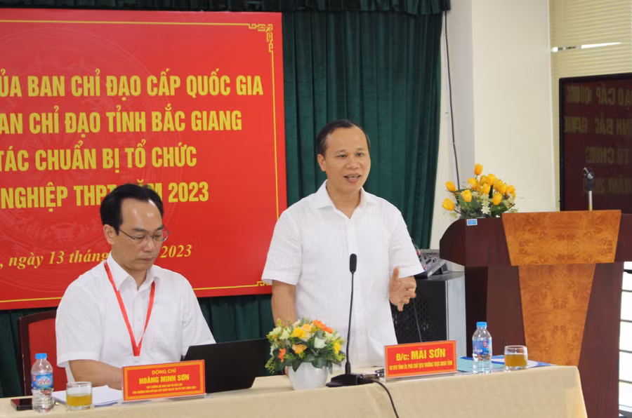 Ông Mai Sơn - Phó Chủ tịch Thường trực UBND tỉnh Bắc Giang phát biểu tại buổi làm việc.