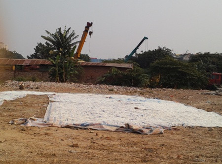 Mứt Xuân Đỉnh vẫn phơi nền đất, ven đường