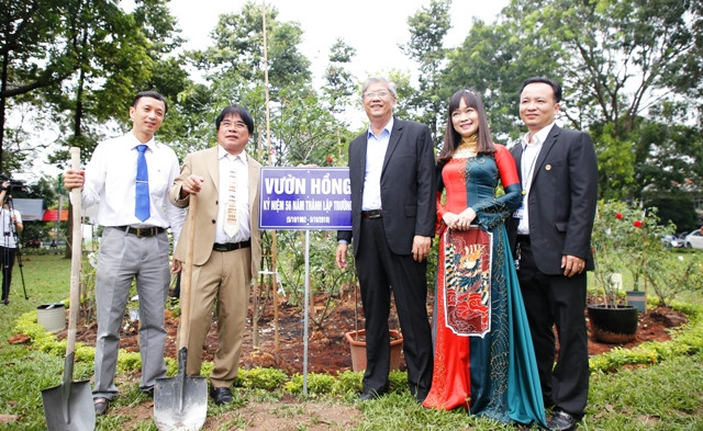 Vườn hồng tại sân Tòa nhà trung tâm Vườn hồng tại sân Tòa nhà trung tâm
