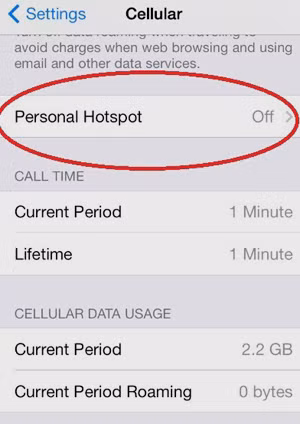 Phát WiFi trên iPhone: Chọn Personal Hotspot để bắt đầu quá trình cài đặt điểm truy cập (khoanh đỏ). A3-Phat-WiFi-tren-iPhone.jpg