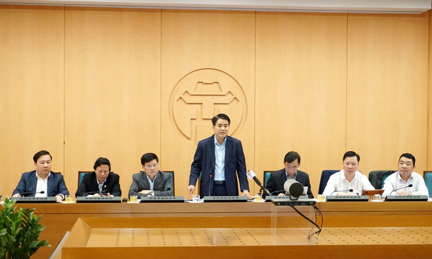 Chủ tịch UBND TP Hà Nội Nguyễn Đức Chung phát biểu kết luận cuộc họp Chủ tịch UBND TP Hà Nội Nguyễn Đức Chung phát biểu kết luận cuộc họp