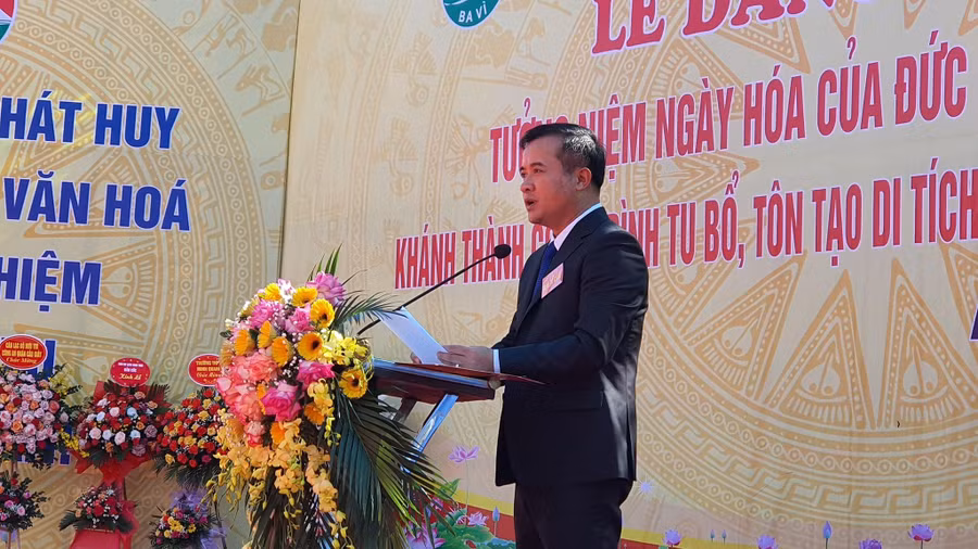 Ông Đỗ Mạnh Hưng - Chủ tịch UBND huyện Ba Vì (Hà Nội) phát biểu.